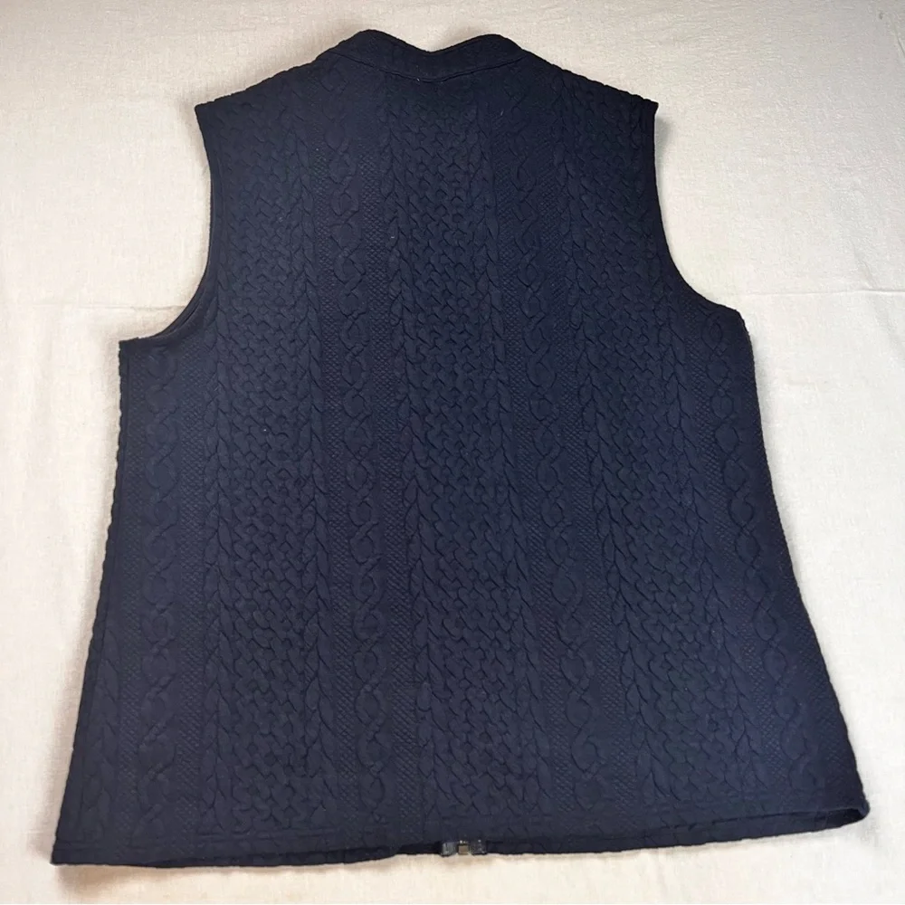 Blair Women’s Navy Sweater Vest Medium Full Zipper - Picture 2 of 7